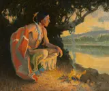 E. Irving Couse, Firelight, Outside