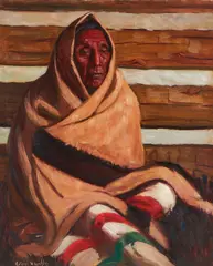 Blanket Man by Kathryn W. Leighton, oil on canvas, sold Aug 2021