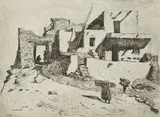 Edward Borein, The Last House, Walpi, (Galvin 217), Etching and drypoint, on wove paper, a posthumous impression