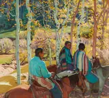 Ernest Martin Hennings, Indian Horsemen, circa 1925, oil on canvas