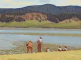 Ernest L. Blumenschein, Fishing Eagle's Nest Lake, oil on canvasboard