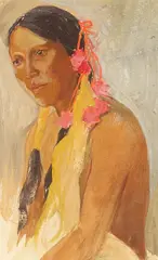 Bert Geer Phillips, Little White Feather, gouache and watercolor on paperboard