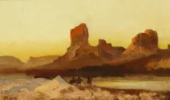 Thomas Moran, Indians at Green River, oil on panel