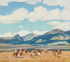 Oscar E. Berninghaus, Gathering For the Rabbit Hunt, 1927, oil on canvas