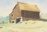 Maynard Dixon, Hillbilly Barn, 1938, watercolor and pencil on paper
