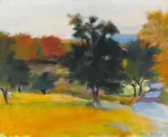 MacArthurs Field by Wolf Kahn, 1977, oil on canvas, sold May 2022