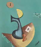Charles Green Shaw, An Organized Escape, 1935, oil on canvasboard