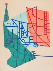 Fish by Stuart Davis, 1939, gouache and pencil on paper, sold May 2022