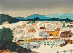 Grandma Moses, Hoosick Falls, 1944, oil on Masonite