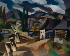 Jan Matulka, Slovakian Village, Turi-Pole, 1921, oil on canvas