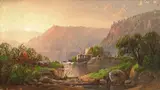 William Louis Sonntag, Sunset, oil on canvas