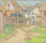 Eleanor Parke Custis, The By-Way, Boothbay Harbor, Maine, gouache and charcoal on paper