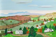 Grandma Moses, August, 1956, tempera on Masonite