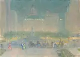 5th Avenue Looking South From 59th Street (Nocturne) by Johann Berthelsen, oil on canvas, sold May 2022