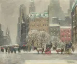 Guy Carleton Wiggins, Winter's Day at the Plaza, 1955, oil on canvas