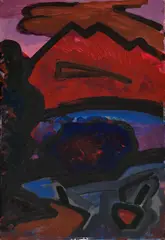 David Barbero, Winter Sunset, Ortiz Mts., oil on canvas laid down on board