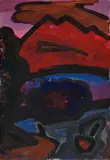 David Barbero, Winter Sunset, Ortiz Mts., oil on canvas laid down on board