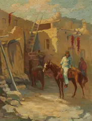 Louis Hovey Sharp, The Navajo Traders, oil on canvas