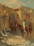 Louis Hovey Sharp, The Navajo Traders, oil on canvas