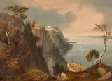 Villa on the Hudson near Weehawken by American School, oil on canvas, sold Dec 2021