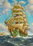 Hernando Gonzallo Villa, The Helene J at sea, 1943, oil on canvas
