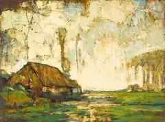 Karl Schmidt, French landscape, Brittany, 1916, oil on panel