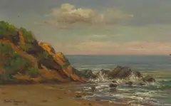 Calm Day on the Shore by Bertha Stringer Lee, 1900, oil on canvas, sold Dec 2021
