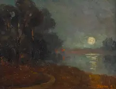 Bertha Stringer Lee, Nocturne, oil on board