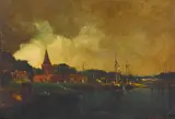 Will Sparks, Coastal harbor, oil on canvas