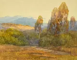 Grace Allison Griffith, Eucalypti in a California landscape, 1919, watercolor on paper