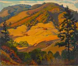 Maurice Del Mue, Houses in the Golden Hills, 1922, oil on canvas