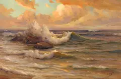 Angel Espoy, Waves breaking, oil on canvas