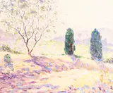William Clapp, Two sentinel trees, oil on board