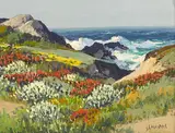 Carl Sammons, Brush Lupine and Indian Paint Brush - Carmel by the Sea and Wild Flowers - Monterey Hills (a group of two)