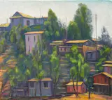 Trude Hanscom, Refugee's Retreat (Chavez Ravine), oil on canvas