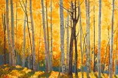 Ray Strong, Autumn trees, oil on canvas