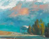 Jian Wang, After Storm (I5 Sacramento), 1991, oil on rag board