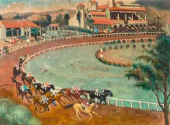 Helen Rousseau, Del Mar Racetrack, oil on board