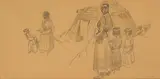 Navajo family by American School, pencil on paper, sold Dec 2021