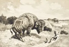 George Phippen, Undisputed Right of Way, 1951, ink and wash on cream paper