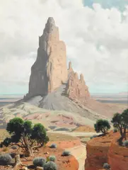 Jimmy Swinnerton, Agathla Needle, Monument Valley, Arizona, circa 1956, oil on canvas