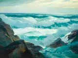William Frederic Ritschel, Rocky Coastal with Crashing Waves