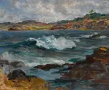 Paul Dougherty, Cove (Pebble Beach), casein on Masonite