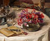Joseph Kleitsch, Still Life with Sweet Peas, circa 1928, oil on canvas