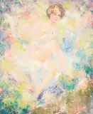 William Clapp, Nude in an Impressionistic landscape, oil on board