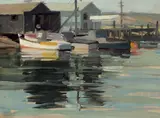 Sam Hyde Harris, Boat Sketch (Boats at dock)