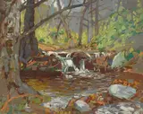 Alfred R. Mitchell, Mountain Stream, In the Cuyamaca Pass, oil on board