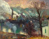 Alfred R. Mitchell, The Furnaces, Conshohocken, oil on board