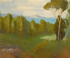 Santa Barbara Coast (Rincon Peak) by Carl Oscar Borg, oil on canvas, sold Nov 2021