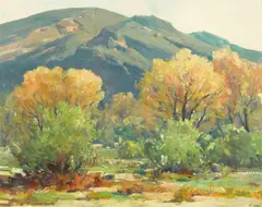 Willows and Cottonwoods by Jack Wilkinson Smith, oil on canvas affixed to board, sold Nov 2021